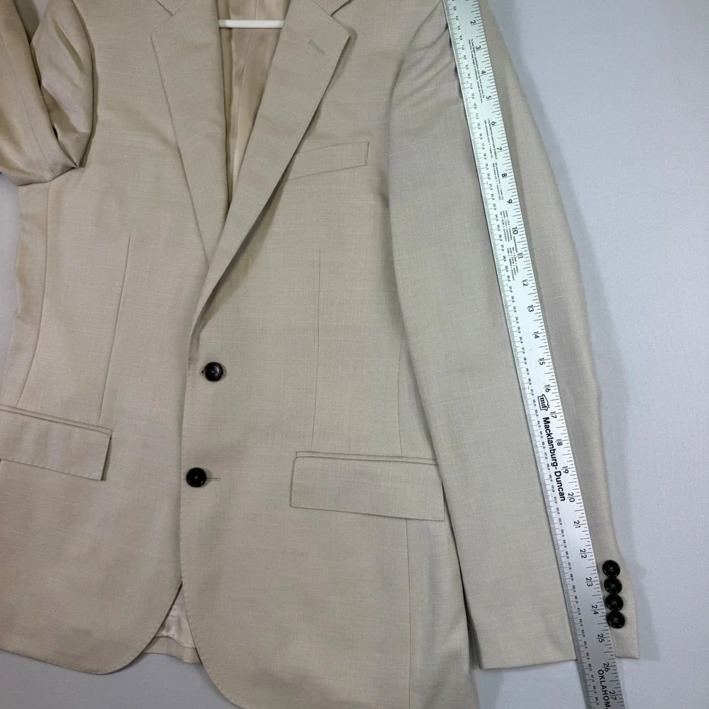 J.Crew Ludlow Suit Mens 40R 34W Beige Wool Silk Linen Vitale Barberis Canonico